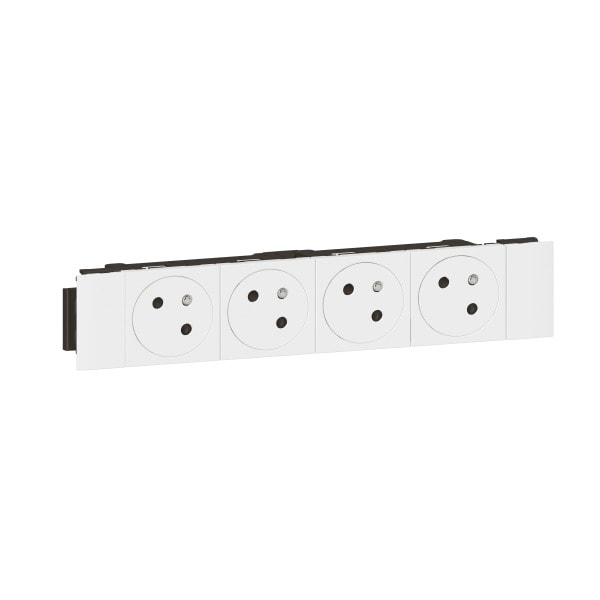 LEGRAND - Mosaic 4-fach Steckdose F/B Standard, Snap-On, EBS Farbe: Ultraweiß