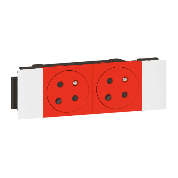 LEGRAND - Mosaic 2-fach Schutzkontakt-Steckdose,codiert, Snap-On, EBS Farbe: Rot