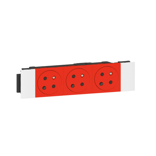 LEGRAND - Mosaic 3-fach Steckdose 45° F/B Standard, codiert, Snap-On, EBS Farbe: Rot