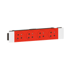 LEGRAND - Mosaic 4-fach Steckdose F/B Standard, Snap-On, codiert, EBS Farbe: Rot