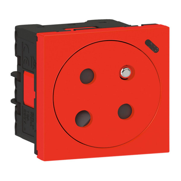LEGRAND - Mosaic Link Steckdose 45° F/B Std., codiert, erhöhter Berührungsschutz Farbe:Rot