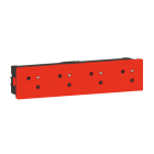 LEGRAND - Mosaic Link 4x Steckdose 45° F/B Standard, erhöhter Berührungsschutz Farbe: Rot