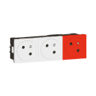LEGRAND - Mosaic Link 3-fach Steckdose 45° F/B Standard, EBS Farbe: Ultraweiß/Rot