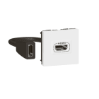 LEGRAND - Mosaic HDMI 2.0 Anschlusseinheit vorverdrahtet, 2mod, mit Kabel Fabe: Ultraweiß