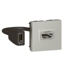 LEGRAND - Mosaic HDMI 2.0 Anschlusseinheit vorverdrahtet, 2mod, mit Kabel Fabe: Aluminium