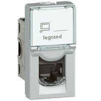 LEGRAND - Mosaic 1-fach RJ45, Kat 6A, UTP, 1-modulig, Farbe: Aluminium