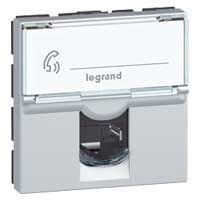 LEGRAND - Mosaic 1-fach RJ45, Kat 6A, UTP, 2-modulig, Farbe: Aluminium