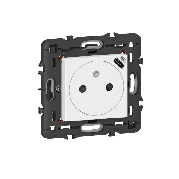 LEGRAND - Mosaic Steckdose F/B Std. erhöhter Berührungsschutz und USB-C Farbe: Ultraweiß