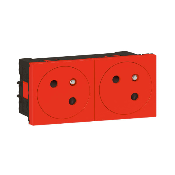 LEGRAND - Mosaic Link 2x Steckdose 45° F/B Std, erhöhter Berührungsschutz Farbe: Rot