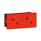LEGRAND - Mosaic Link 2x Steckdose 45° F/B Std, erhöhter Berührungsschutz Farbe: Rot