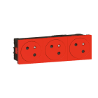 LEGRAND - Mosaic Link 3x Steckdose 45° F/B Standard, erhöhter Berührungsschutz Farbe: Rot