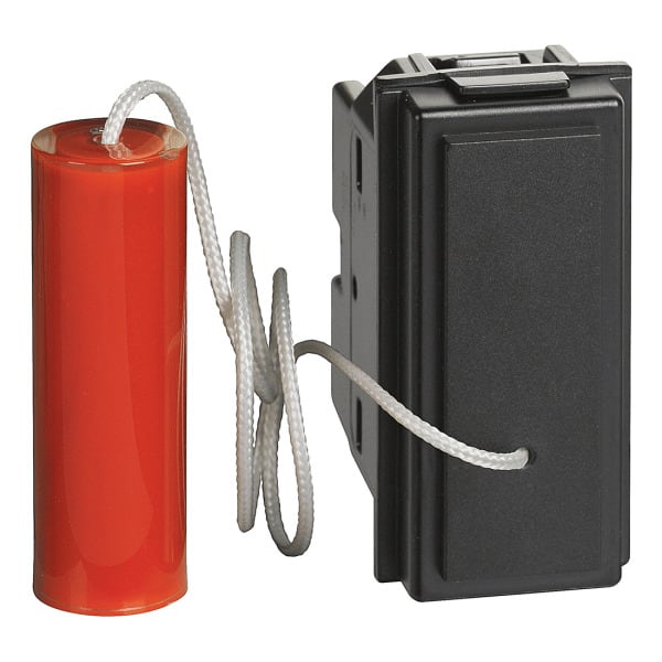 BTICINO - LivingNow 1-moduliger Zugtaster mit Schließer- und Öffnerkontakt, Farbe Black