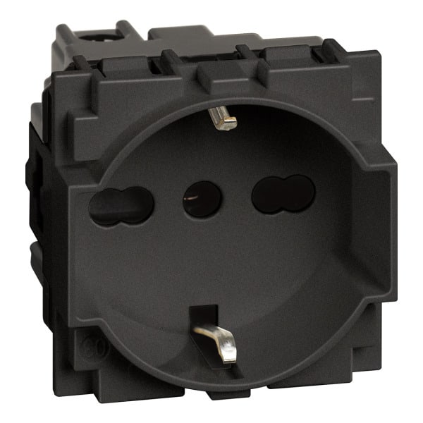 BTICINO - LivingNow Kombinationssteckdose Schuko/Italien mit Schraubklemmen, Farbe Black