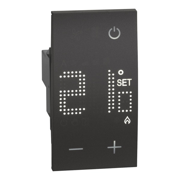BTICINO - LivingNow 2-moduliger Thermostat mit Display in der Farbausführung Black
