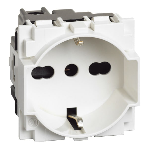BTICINO - LivingNow Kombinationssteckdose Schuko/Italien mit Schraubklemmen, Farbe White