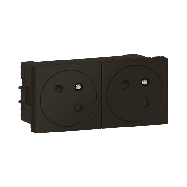 LEGRAND - Mosaic Link 2x Steckdose 45° F/B Std, erhöhter Berührungsschutz Farbe: Schwarz