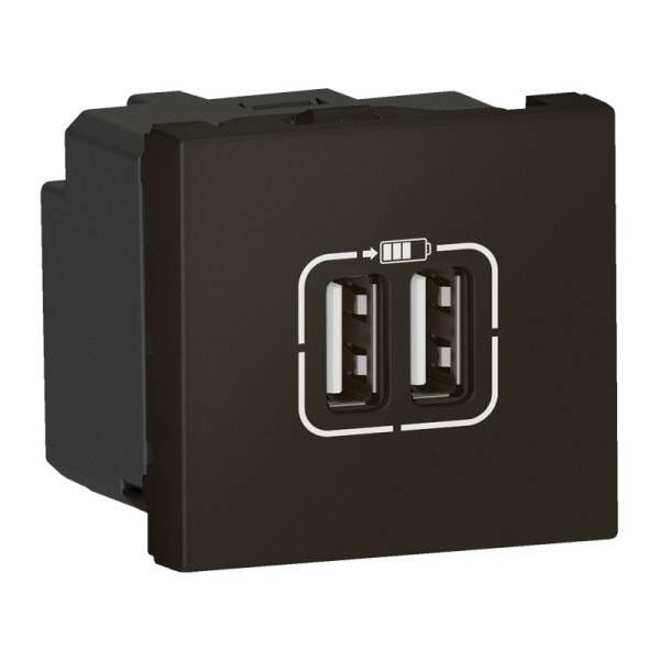 LEGRAND - Mosaic Ladesteckdose 2x USB Typ A, 2-modulig 2,4 A, 12 W, Farbe: Schwarz