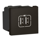 LEGRAND - Mosaic Ladesteckdose 2x USB Typ A, 2-modulig 2,4 A, 12 W, Farbe: Schwarz