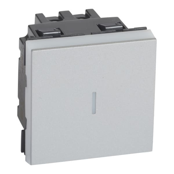LEGRAND - MSC Kreuzschalter 10A, Schraubklemmen, 2-modulig, beleuchtbar Farbe: Aluminium