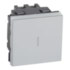 LEGRAND - MSC Kreuzschalter 10A, Schraubklemmen, 2-modulig, beleuchtbar Farbe: Aluminium