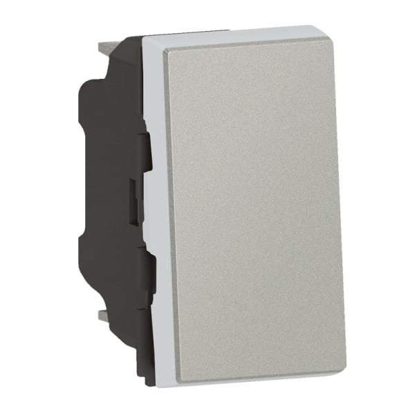 LEGRAND - MSC Taster 6A, Steckklemmen, 1-modulig, beleuchtbar, Farbe: Aluminium