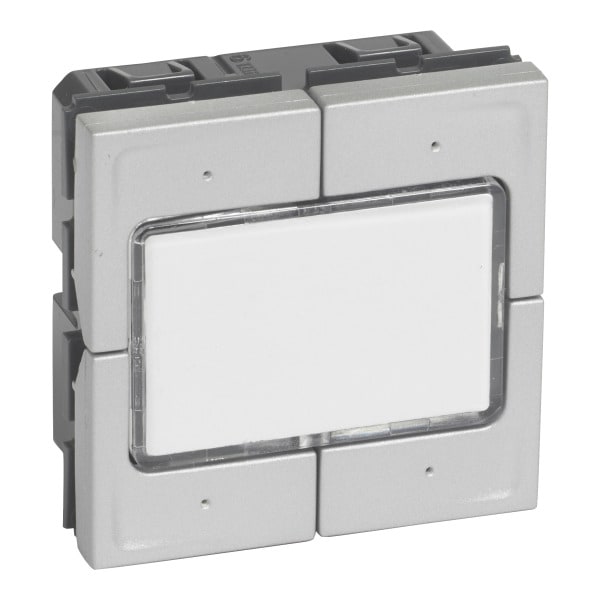 LEGRAND - Mosaic 4-fach elektronischer Taster, 2 modulig, 0-24V Farbe: Aluminium