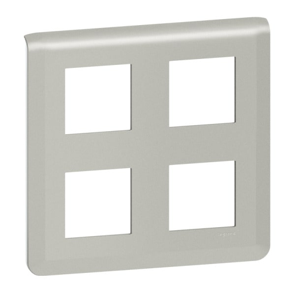 LEGRAND - Mosaic Rahmen 2x2x2-modulig, horizontal Farbe: Aluminium
