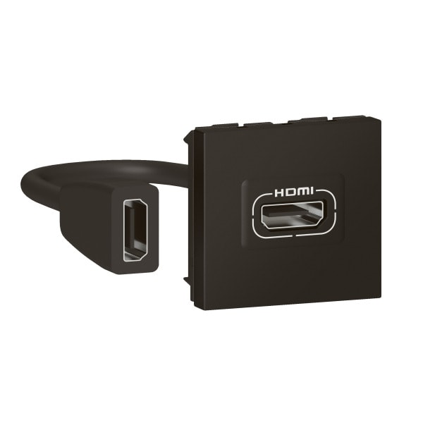 LEGRAND - Mosaic Einsatz HDMI Typ A, 2 mod, inklusive 15 cm Anschlusskabel Farbe: Schwarz