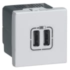 LEGRAND - Mosaic Ladesteckdose 2x USB Typ A, 2-modulig 2,4 A, 12 W, Farbe: Ultraweiß
