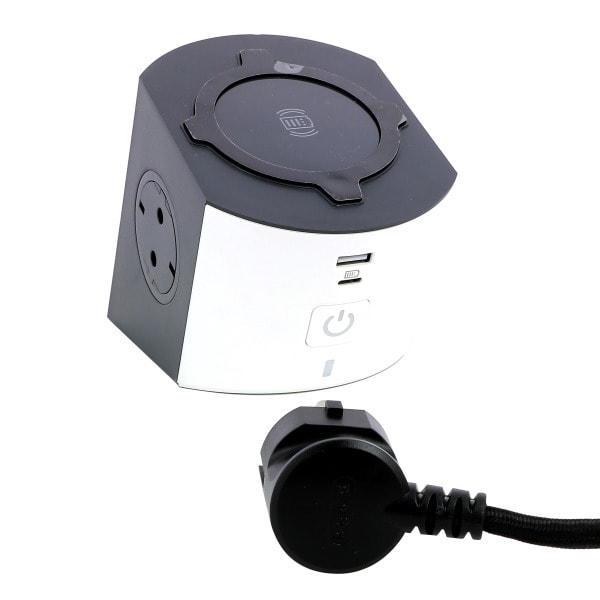 LEGRAND - Power Work W-Charging,USB A+C, 2x Steckdose,2m Kabel Farbe: Ultraweiß/Dunkelgrau
