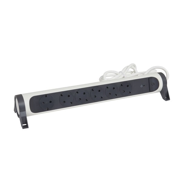 LEGRAND - Drehbare Steckdosenleiste 6x Steckdose, SPD, 1,5m Kabel Farbe: Ultraweiß/Schwarz