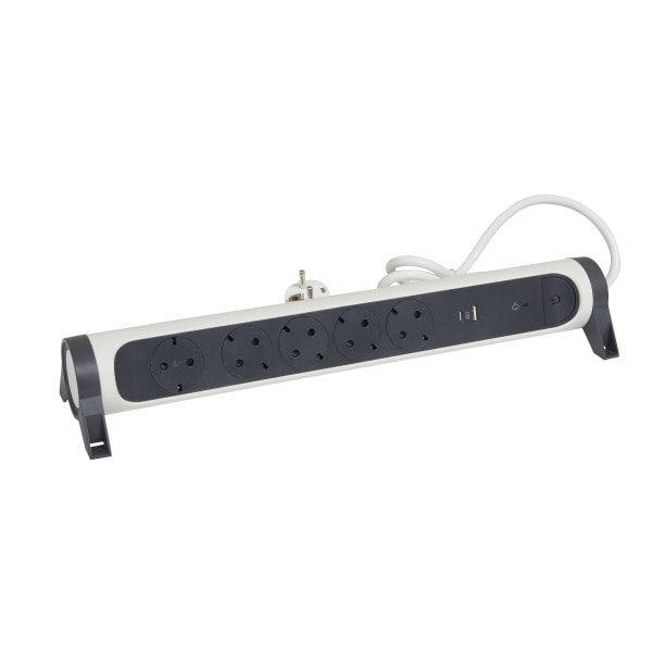 LEGRAND - Dreh. SDO-Leiste 5x Steckdose, USB A+C, SPD, 1,5m Kabel Farbe: Ultraweiß/Schwarz