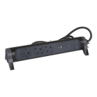 LEGRAND - Drehbare Steckdosenleiste 3x Steckdose, USB A+C, SPD, 1,5m Kabel Farbe: Schwarz