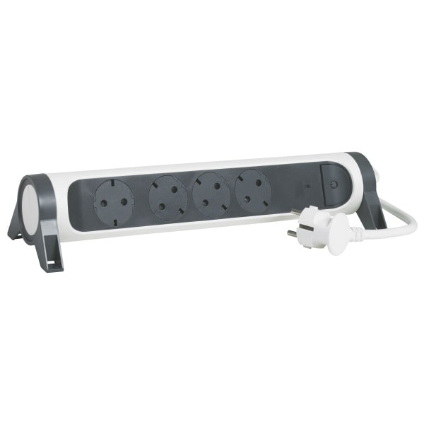 LEGRAND - Drehbare Steckdosenleiste 4x Steckdose, MCB, 1,5m Kabel Farbe: Ultraweiß/Schwarz