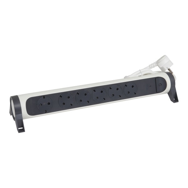 LEGRAND - Drehbare Steckdosenleiste 6x Steckdose, MCB, 1,5m Kabel Farbe: Ultraweiß/Schwarz