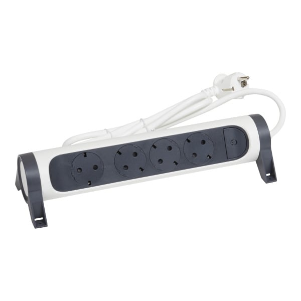 LEGRAND - Drehbare Steckdosenleiste 4x Steckdose, 1,5m Kabel Farbe: Ultraweiß/Schwarz