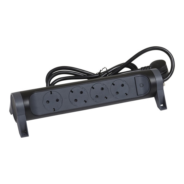LEGRAND - Drehbare Steckdosenleiste 4x Steckdose, 1,5m Kabel Farbe: Schwarz