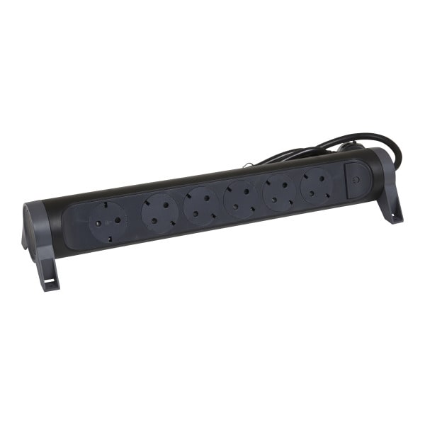 LEGRAND - Drehbare Steckdosenleiste 6x Steckdose, 1,5m Kabel Farbe: Schwarz