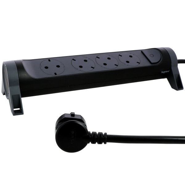 LEGRAND - Drehbare Steckdosenleiste 4x Steckdose, 3m Kabel Farbe: Schwarz