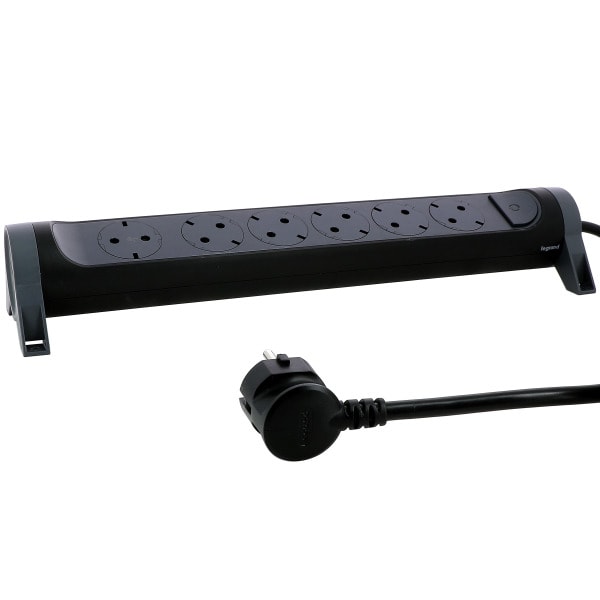 LEGRAND - Drehbare Steckdosenleiste 6x Steckdose, 3m Kabel Farbe: Schwarz