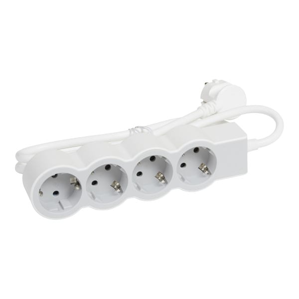 LEGRAND - Flache Steckdosenleiste 4x Steckdose, 1,5 Meter Kabel Farbe: Ultraweiß/Grau