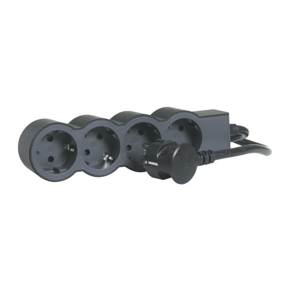 LEGRAND - Flache Steckdosenleiste 4x Steckdose, 1,5 Meter Kabel Farbe: Schwarz