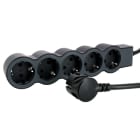 LEGRAND - Flache Steckdosenleiste 5x Steckdose, 3 Meter Kabel Farbe: Schwarz