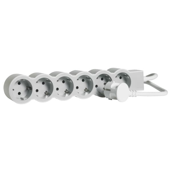 LEGRAND - Flache Steckdosenleiste 6x Steckdose, 3 Meter Kabel Farbe: Ultraweiß/Grau