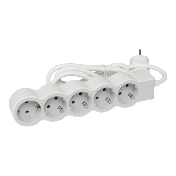 LEGRAND - Flache Steckdosenleiste 5x Steckdose, 5 Meter Kabel Farbe: Ultraweiß/Grau