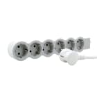 LEGRAND - Flache Steckdosenleiste 6x Steckdose, 5 Meter Kabel Farbe: Ultraweiß/Grau
