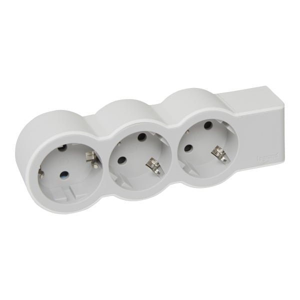 LEGRAND - Flache Steckdosenleiste 3x Steckdose, ohne Kabel Kabel Farbe: Ultraweiß/Grau