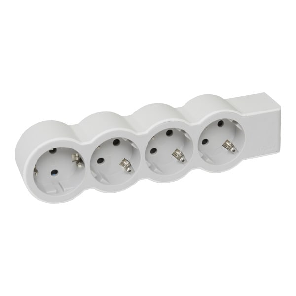 LEGRAND - Flache Steckdosenleiste 4x Steckdose, ohne Kabel Kabel Farbe: Ultraweiß/Grau