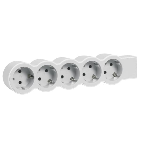 LEGRAND - Flache Steckdosenleiste 5x Steckdose, ohne Kabel Kabel Farbe: Ultraweiß/Grau