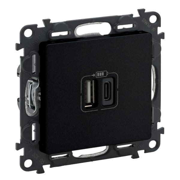 LEGRAND - Valena Life 2xUSB Typ A+C 2-modulig 3A Farbe: Schwarz